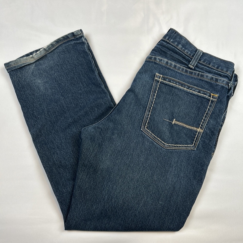 Ariat Rebar M4 Low Rise Boot Jeans Mens 38x30 Blue Wash Bootcut Stretch Denim